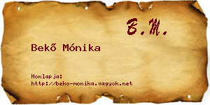 Bekő Mónika névjegykártya